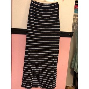 Navy striped maxi skirt